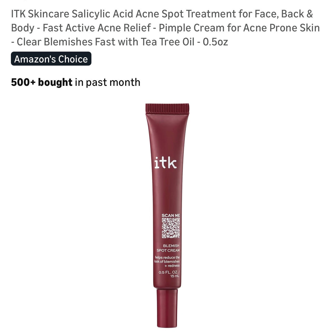 ITK Skincare Salicylic Acid Acne Spot Treatment