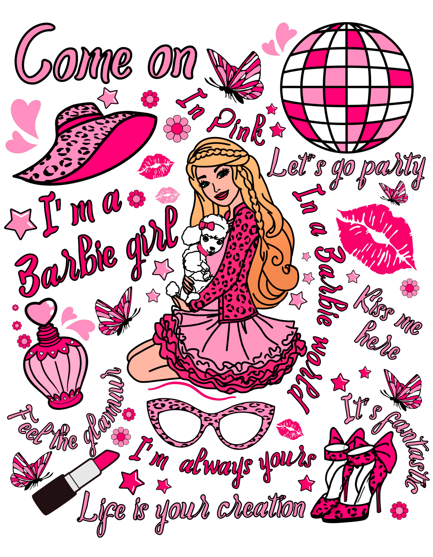 Pink Girl with Cute Dog