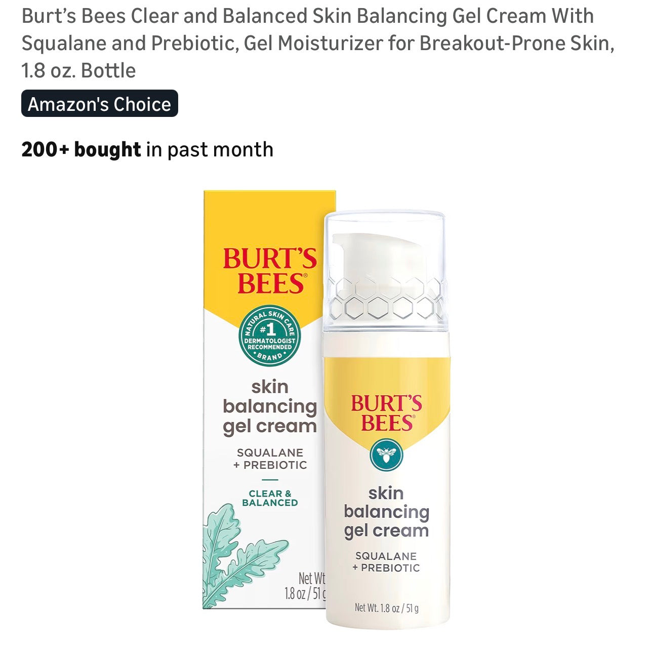 Burt's Bees skin balancing gel cream