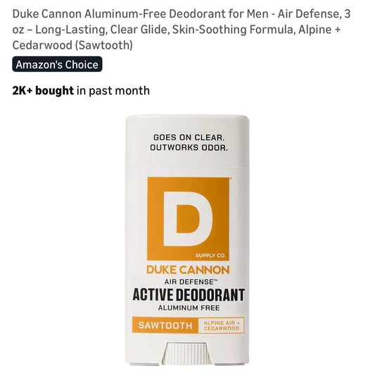 Duke Cannon Aluminum-Free Deodorant for Men