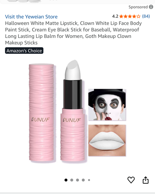 Halloween White Matte Lipstick - Clown White