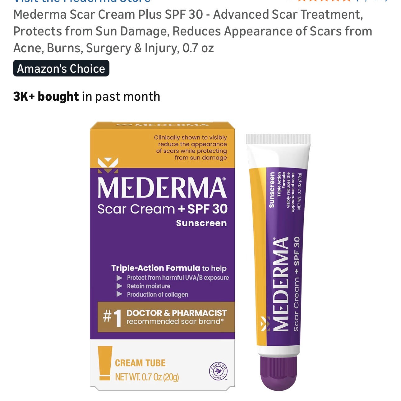 Mederma Scar Cream Plus SPF 30