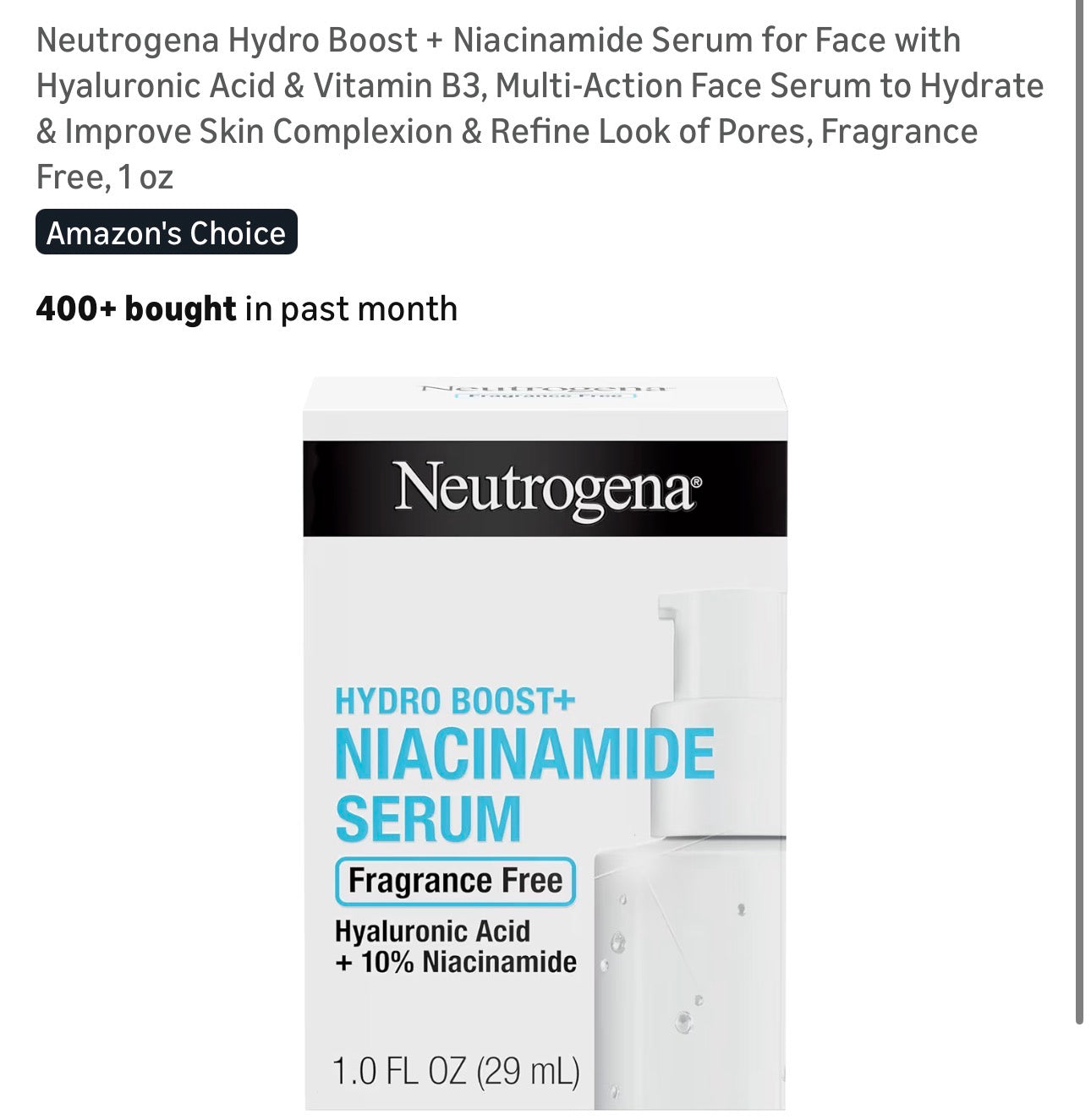 Neutrogena Hydro Boost + Niacinamide Serum
