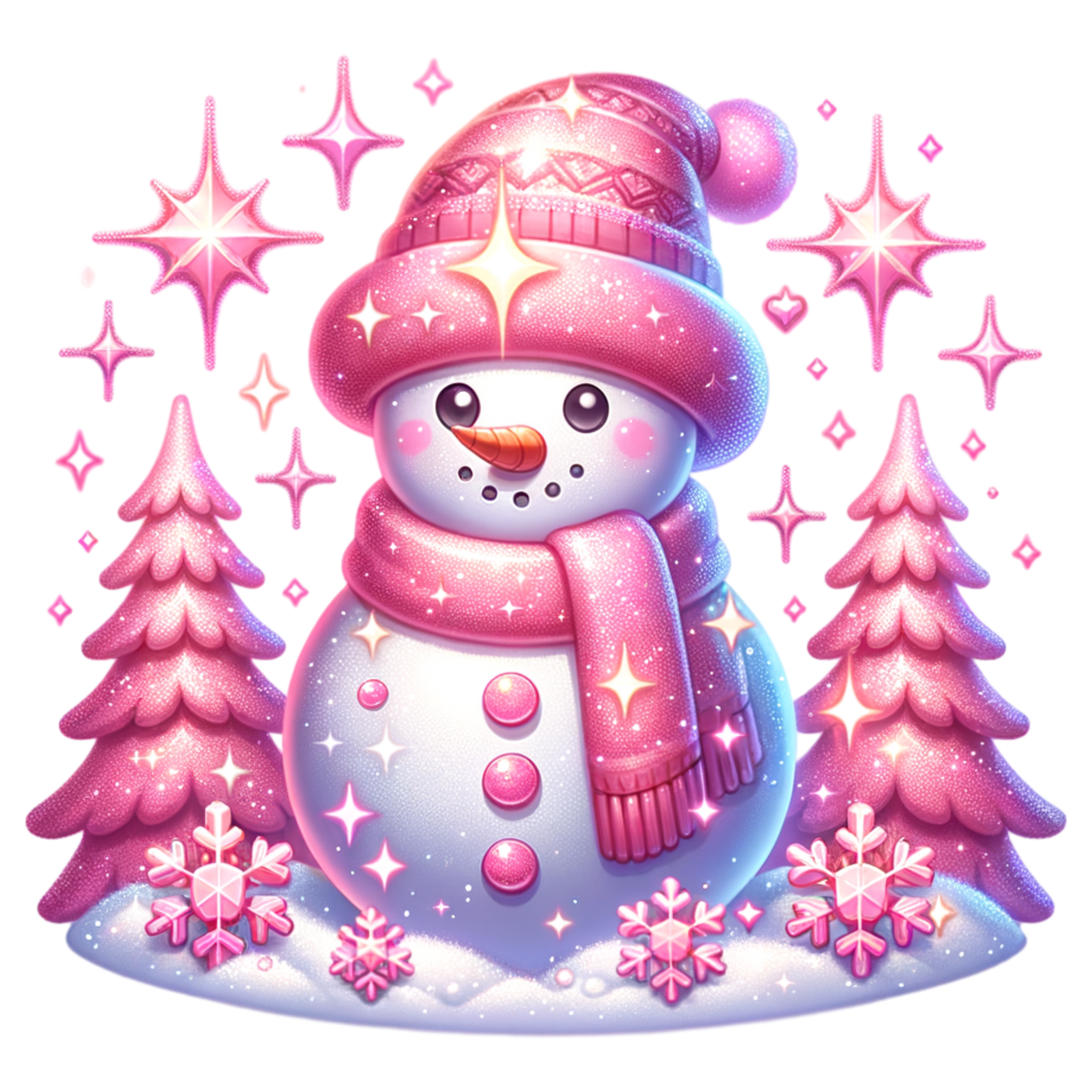 Pink Sparkly Snowman
