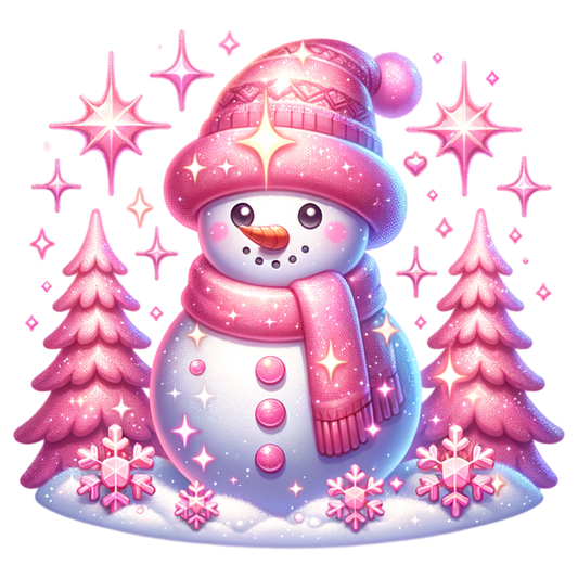Pink Sparkly Snowman