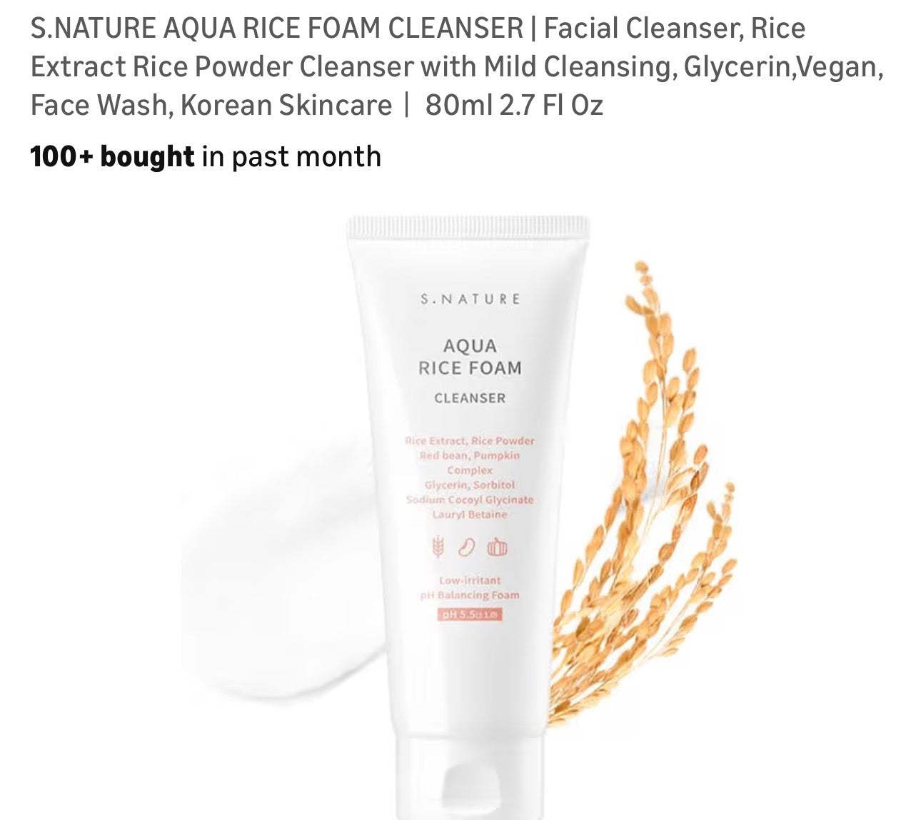 S.Nature Aqua Rice Foam Cleanser