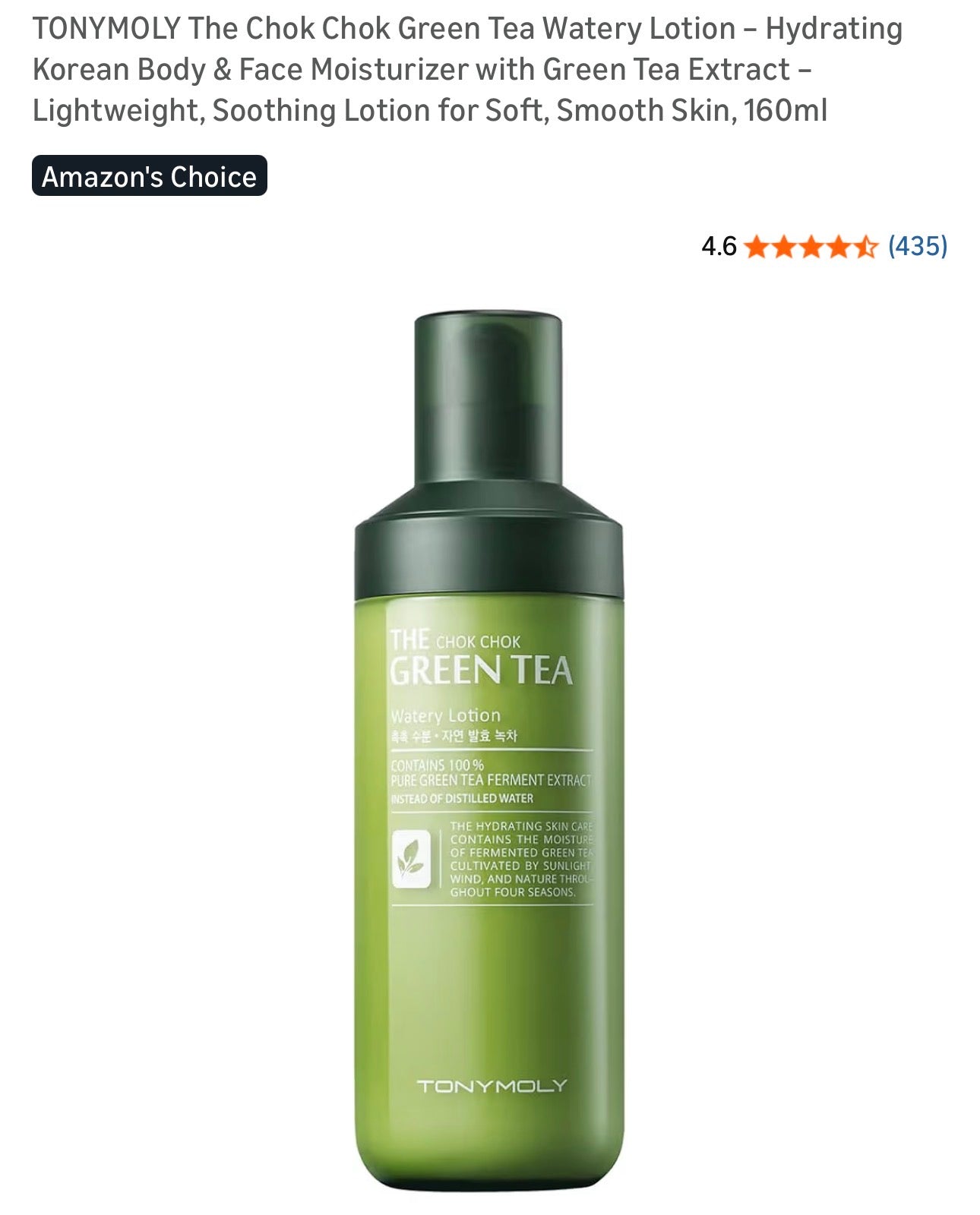TONYMOLY The Chok Chok Green Tea Watery Lotion