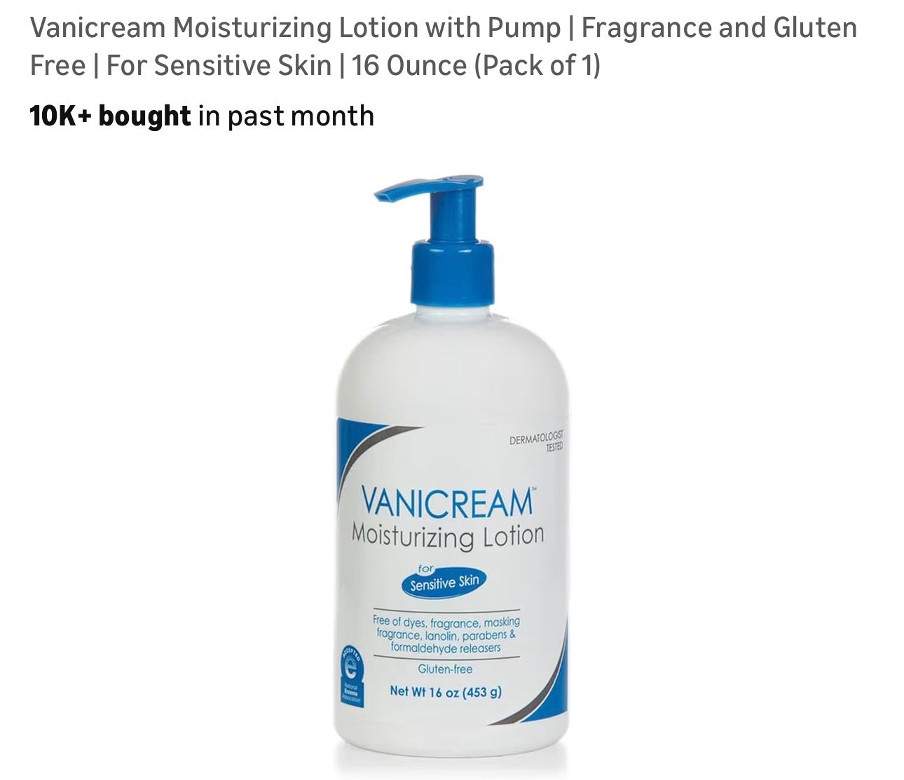 Vanicream moisturizing lotion